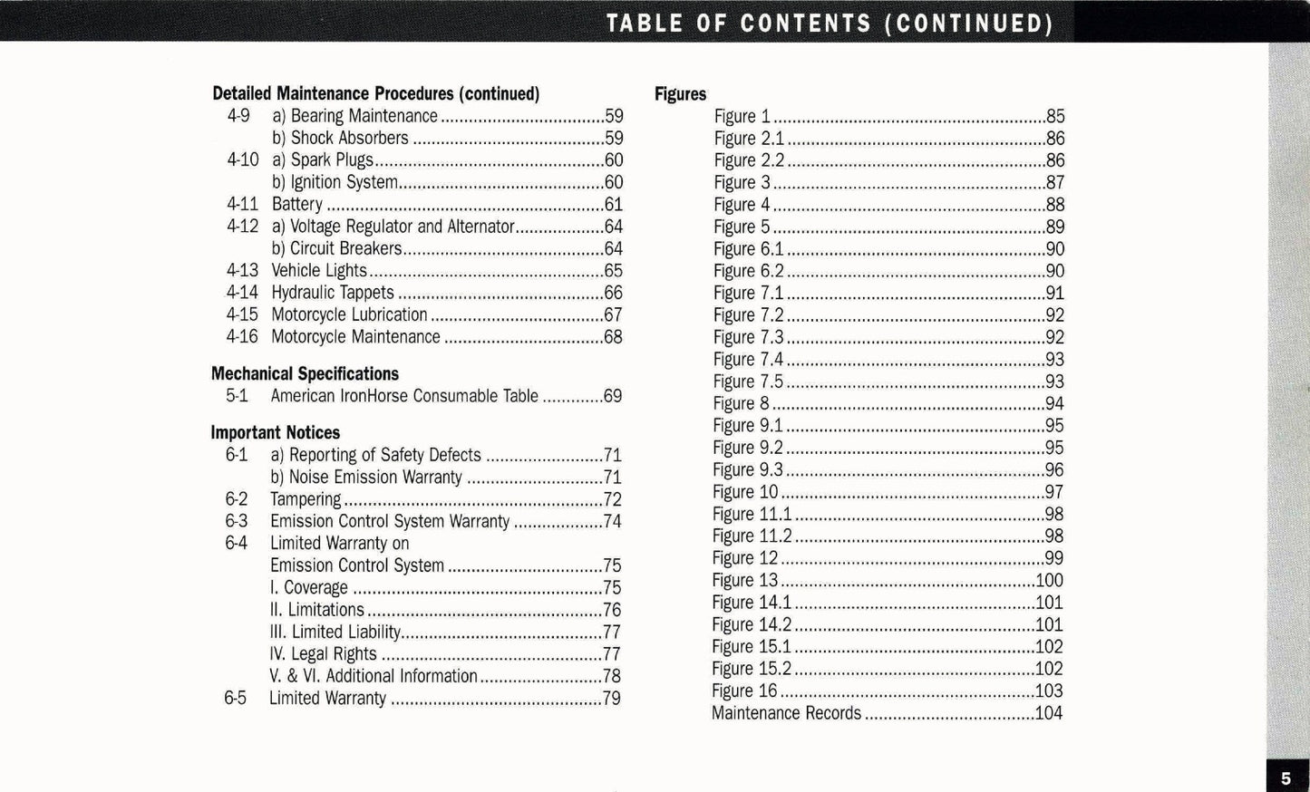 2005 American IronHorse Owner's Manual | English