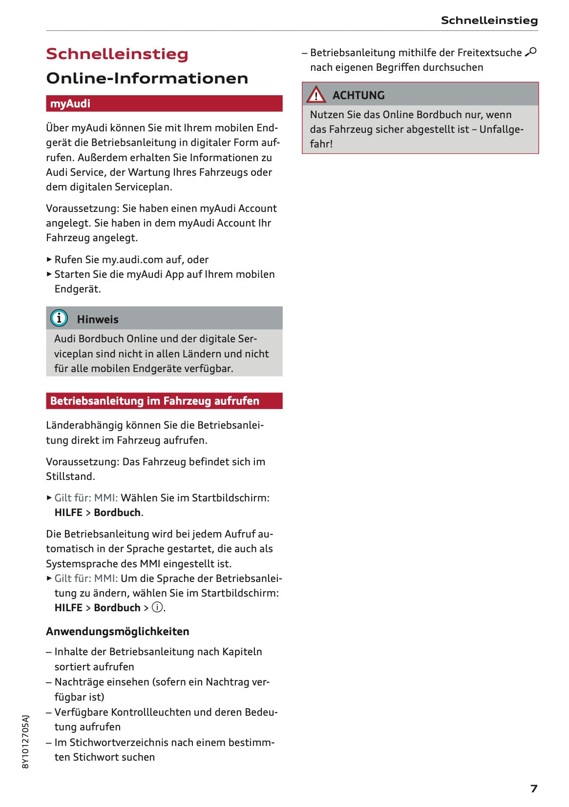 2025-2026 Audi A3 Owner's Manual | German