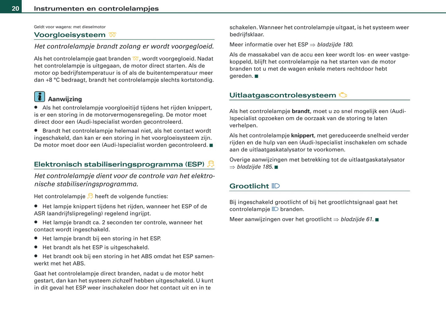 2007-2008 Audi A3 Owner's Manual | Dutch