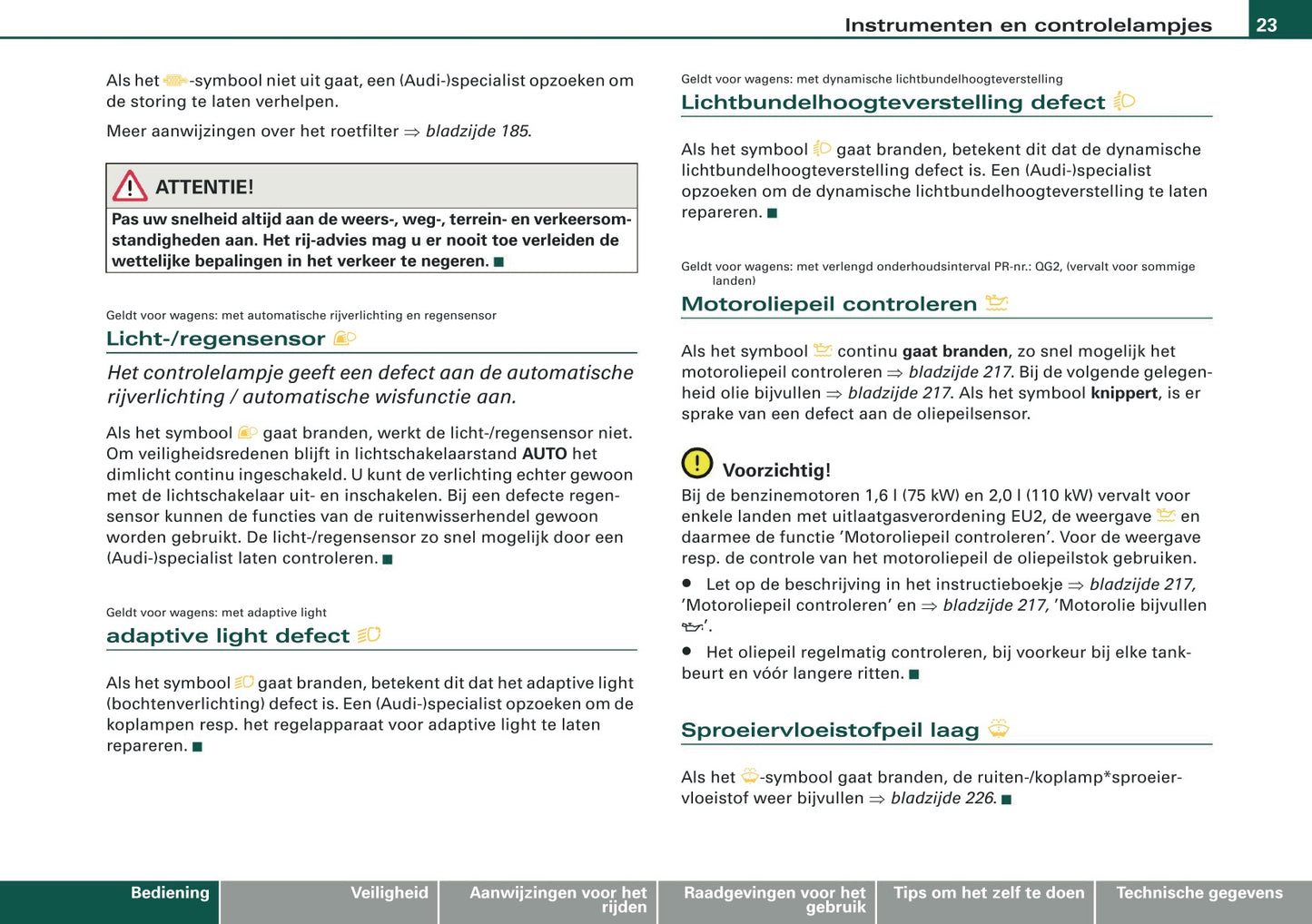 2007-2008 Audi A3 Owner's Manual | Dutch