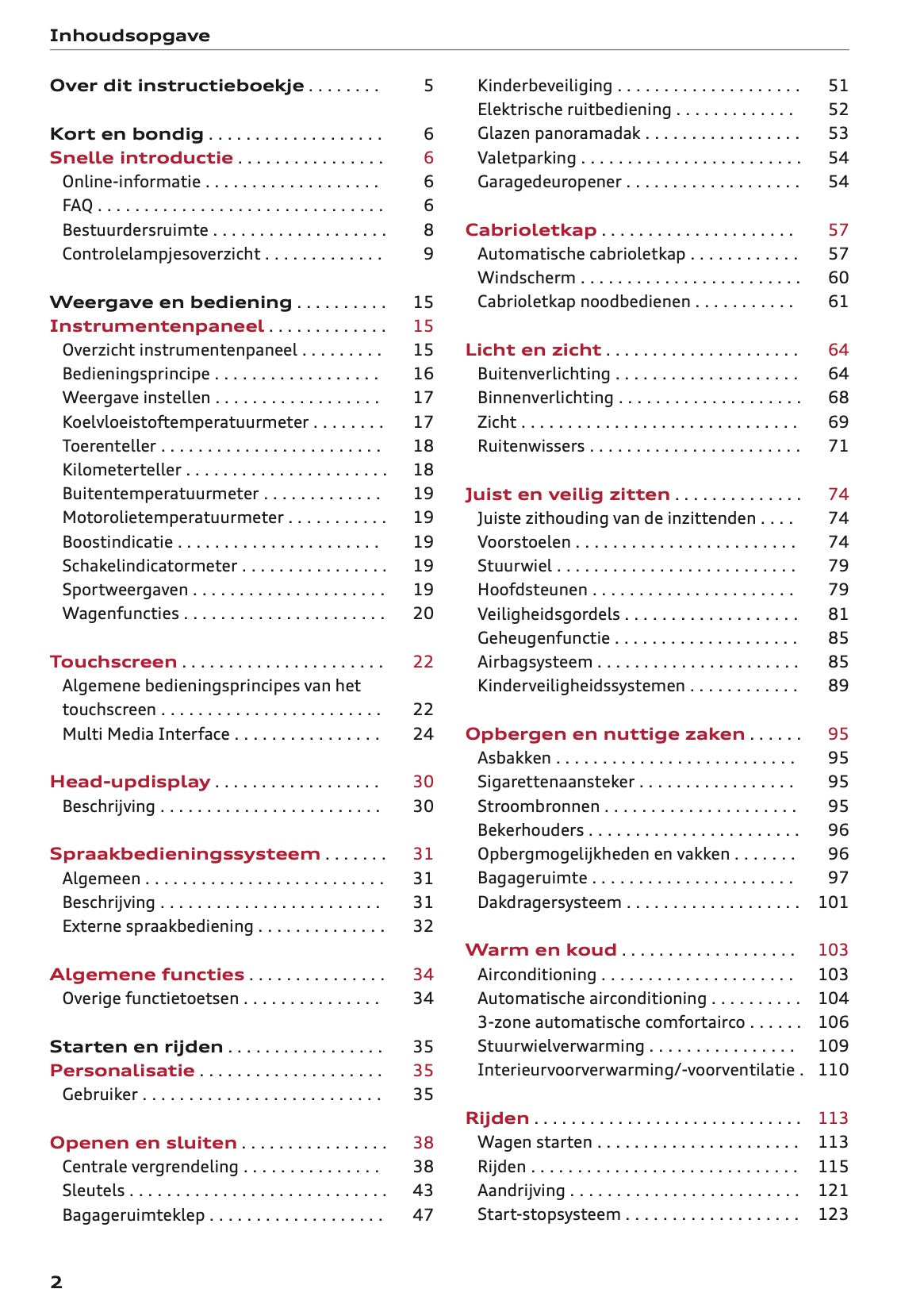 2020-2021 Audi A5 Owner's Manual | Dutch