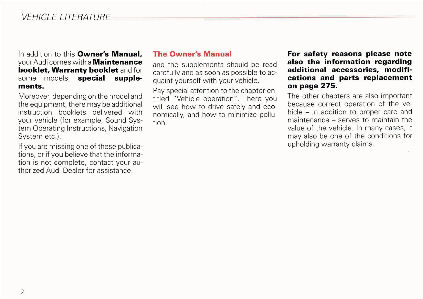 2002 Audi A6 Avant Owner's Manual | English US