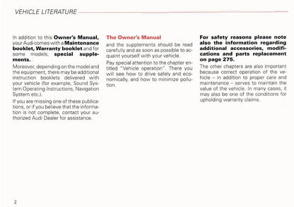 2002 Audi A6 Avant Owner's Manual | English US