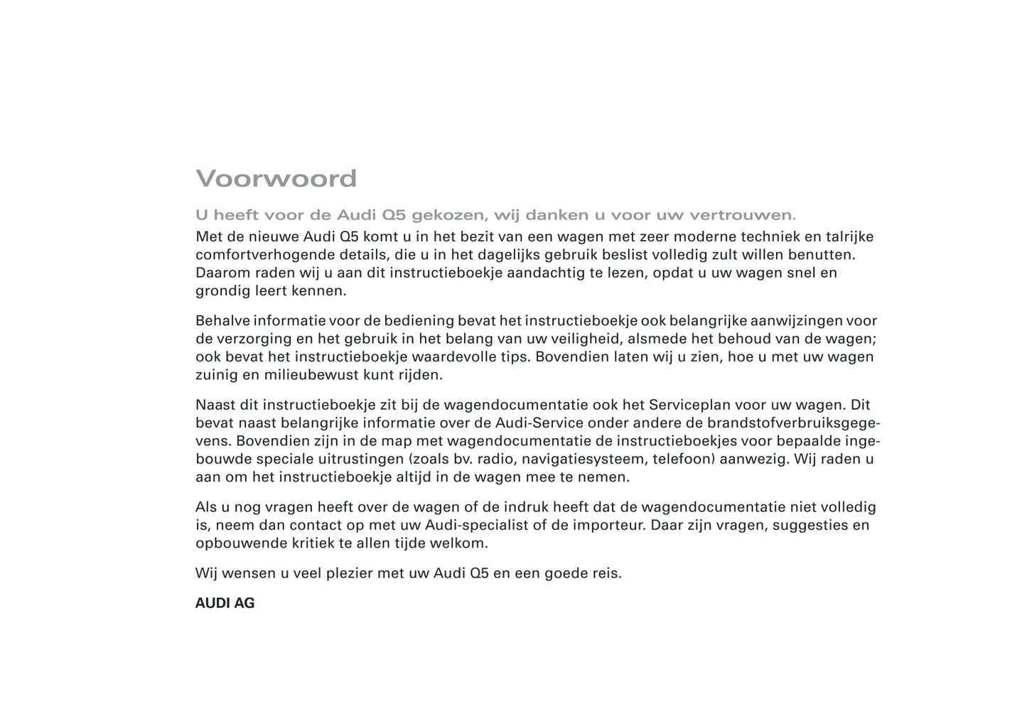 2009 Audi Q5 Gebruikershandleiding | Nederlands