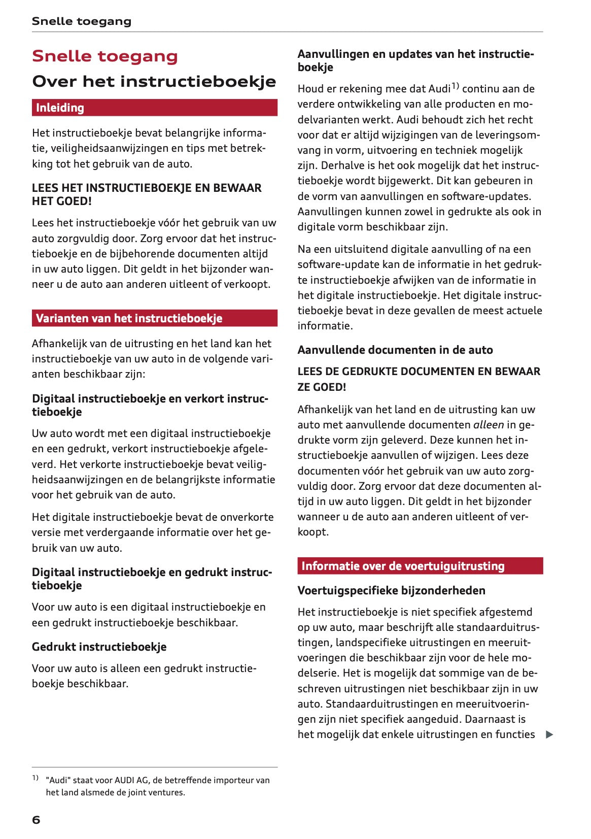 2025 Audi Q6 e-tron Gebruikershandleiding | Nederlands