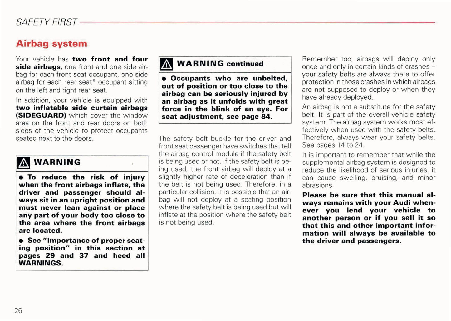 2003 Audi RS 6 Owner's Manual | English