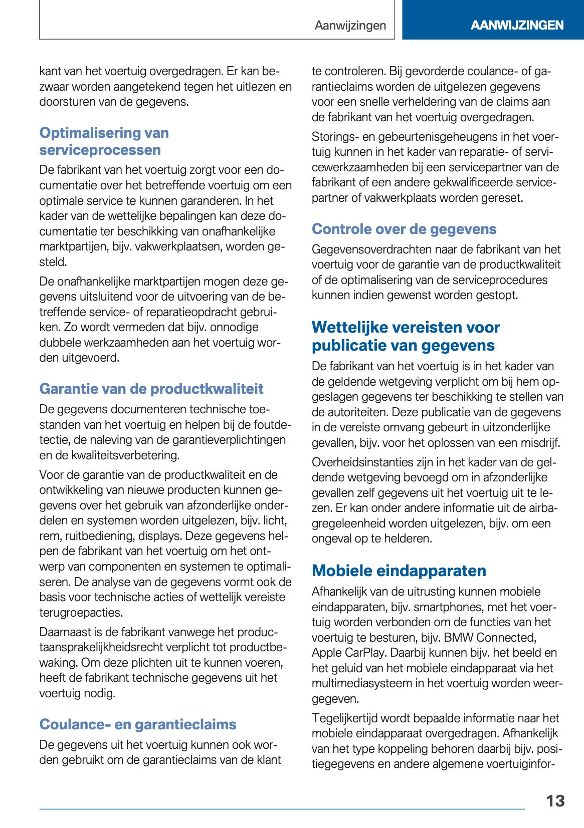 2020-2021 BMW X3 Owner's Manual | Dutch