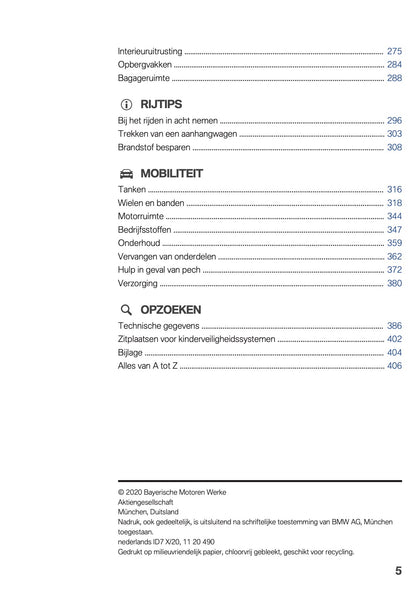 2020-2021 BMW X3 Owner's Manual | Dutch