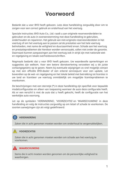 2023-2026 BYD Seal U EV Owner's Manual | Dutch