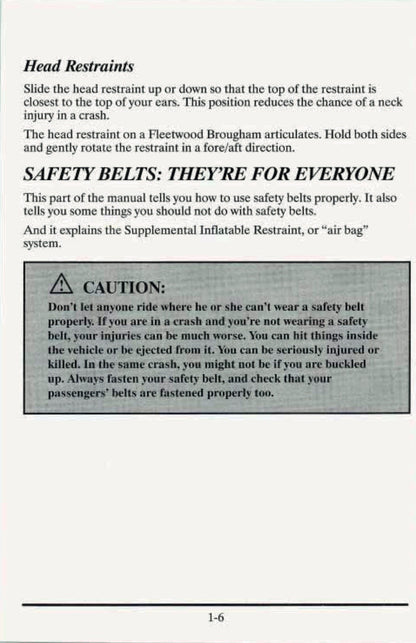 1995 Cadillac Fleetwood Owner's Manual | English