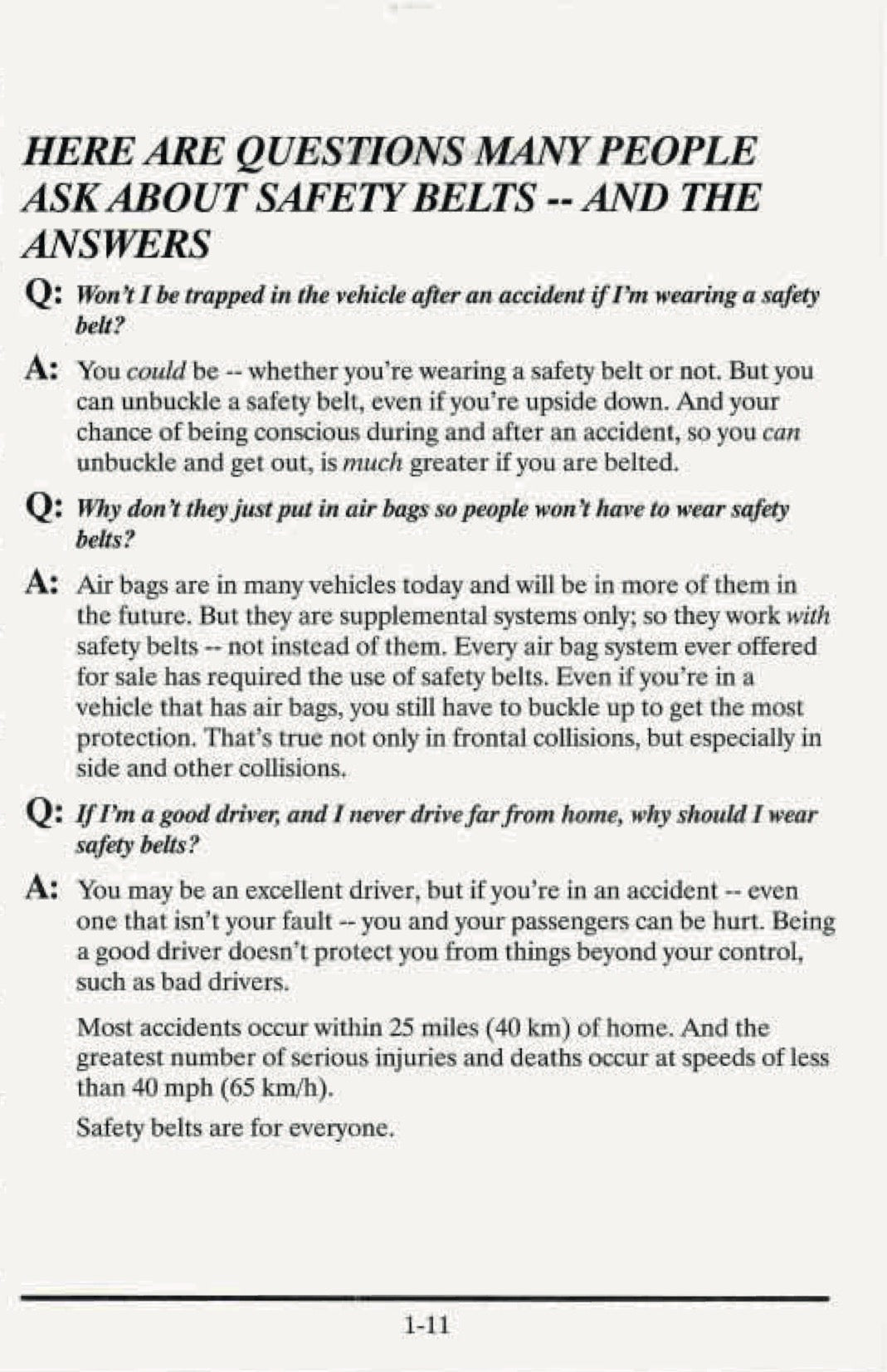 1995 Cadillac Fleetwood Owner's Manual | English