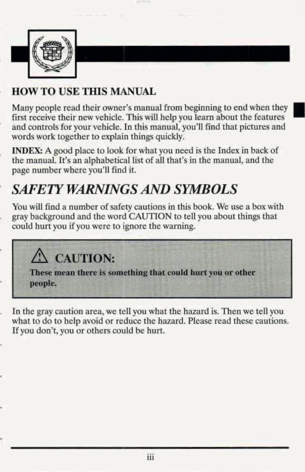 1995 Cadillac Fleetwood Owner's Manual | English