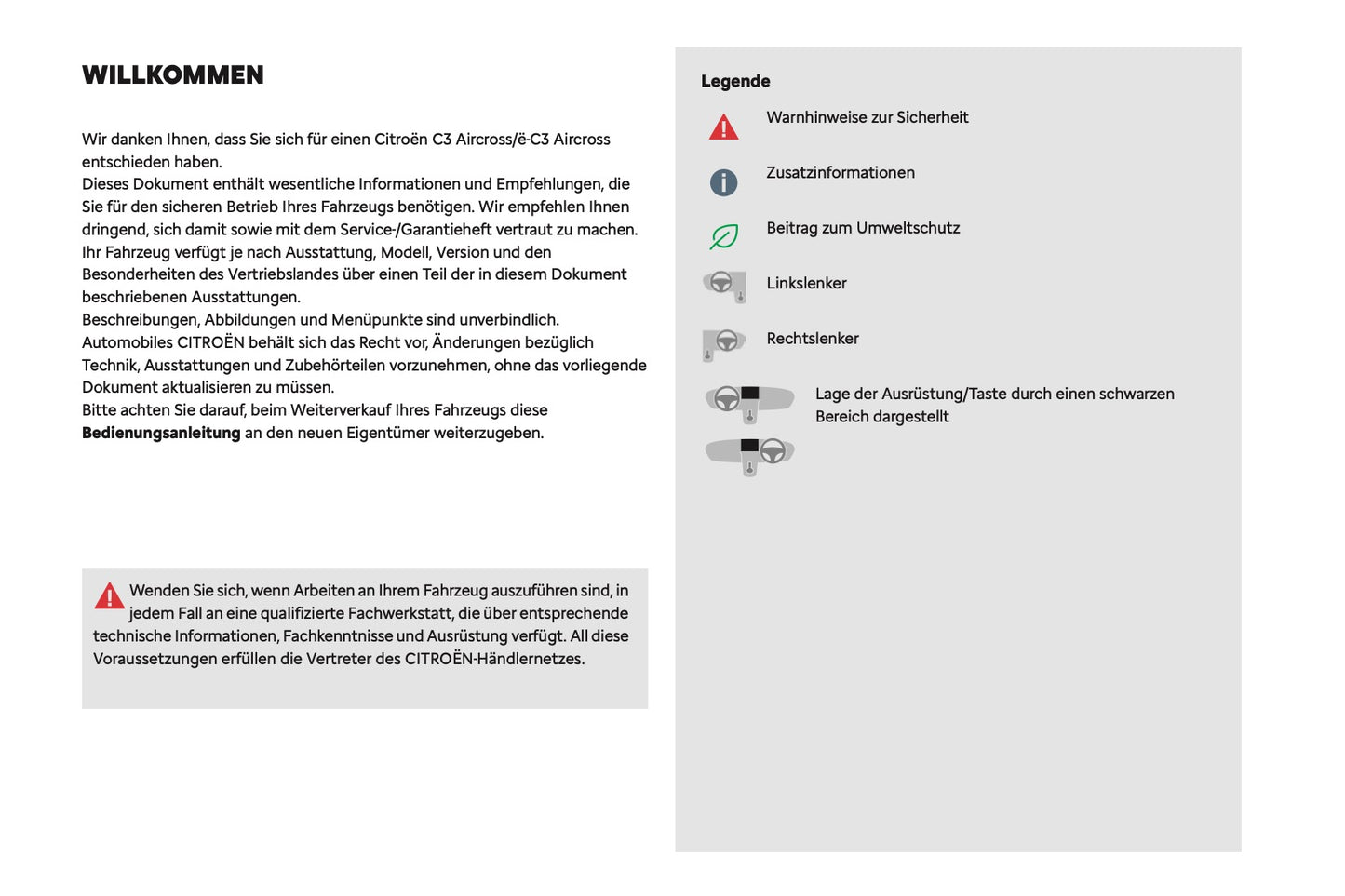 2024-2025 Citroën C3 Aircross Owner's Manual | German