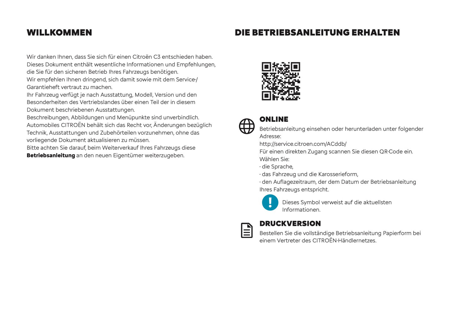 2026 Citroën C3 Owner's Manual | German
