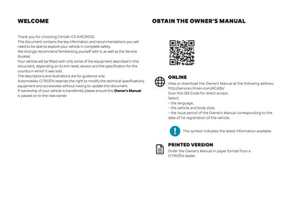 2025 Citroën C3 Aircross Owner's Manual | English