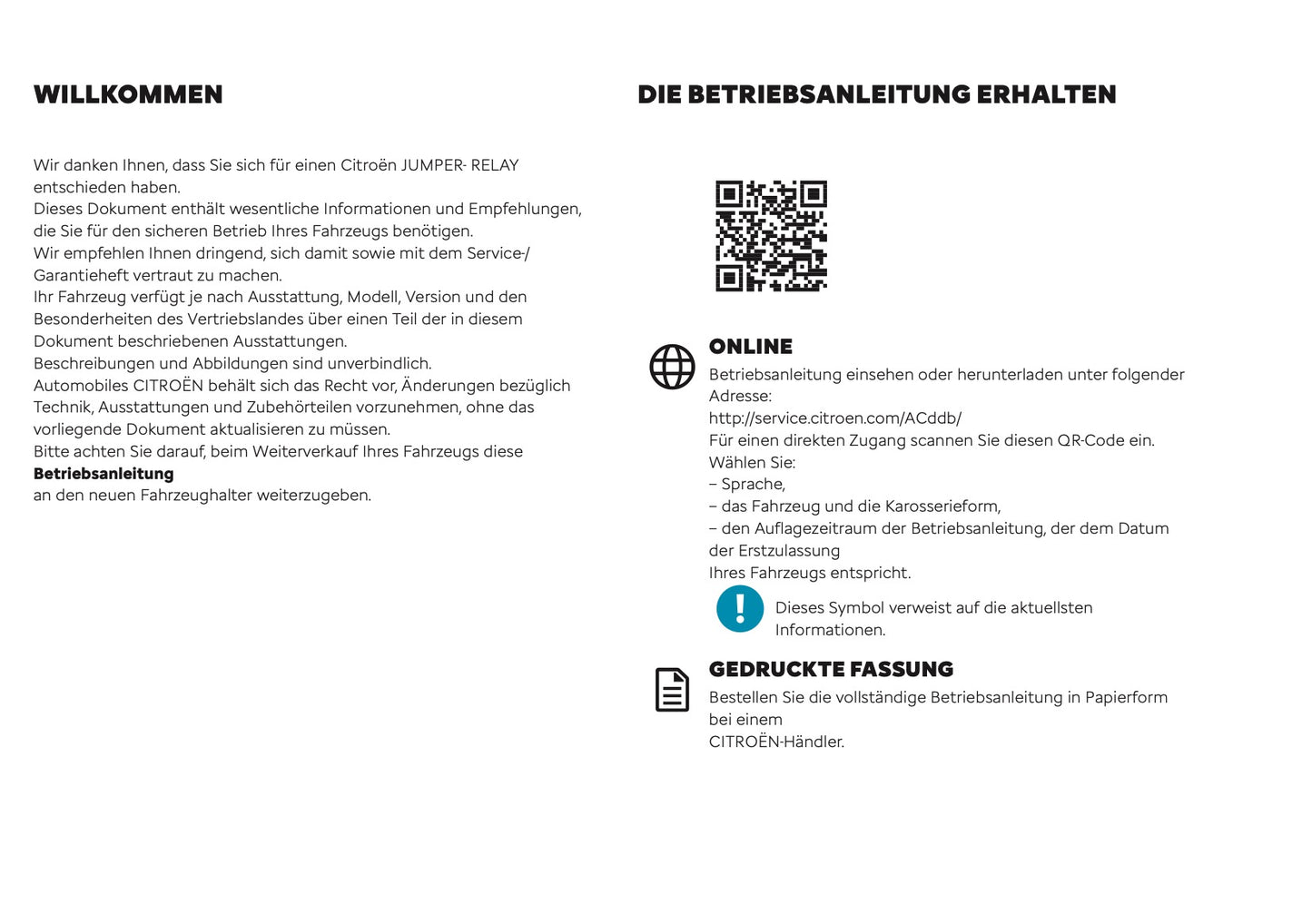 2025 Citroën Jumper/Relay Owner's Manual | German