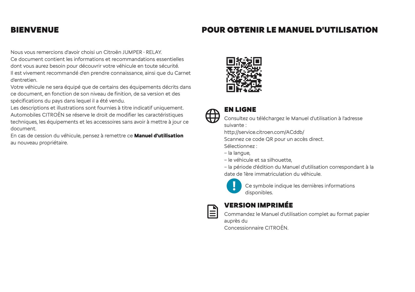 2025 Citroën Jumper/Relay Owner's Manual | French