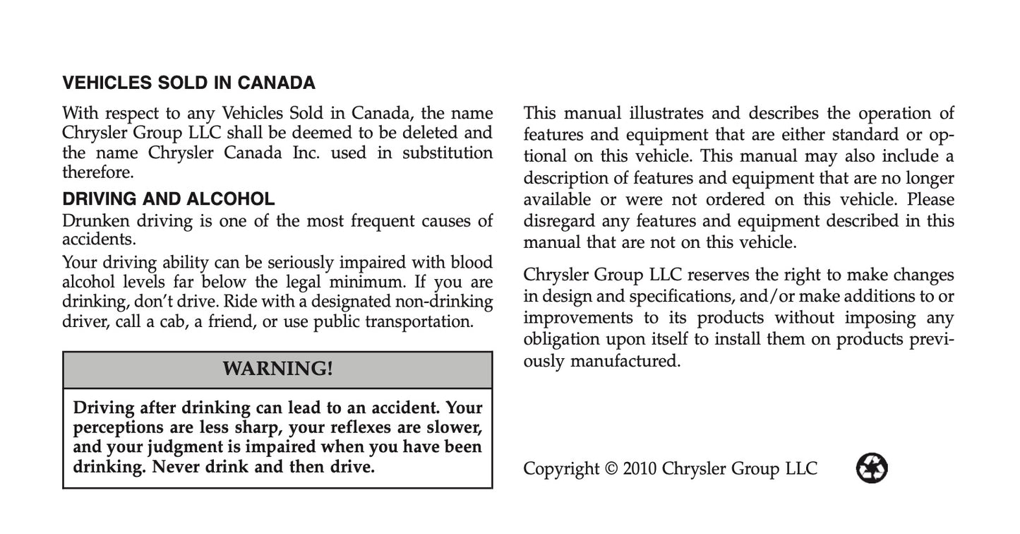 2011 Chrysler 200 Convertible Owner's Manual | English US