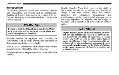 2005 Dodge Sprinter Owner's Manual | English US