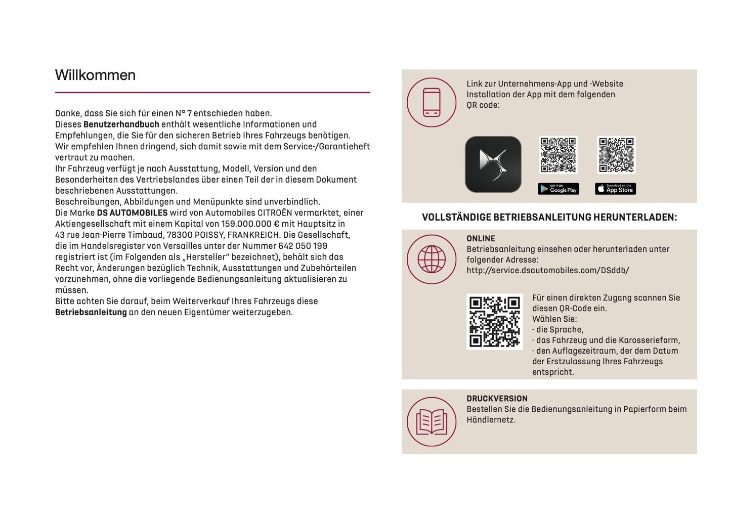 2026 DS Automobiles N7 Owner's Manual | German