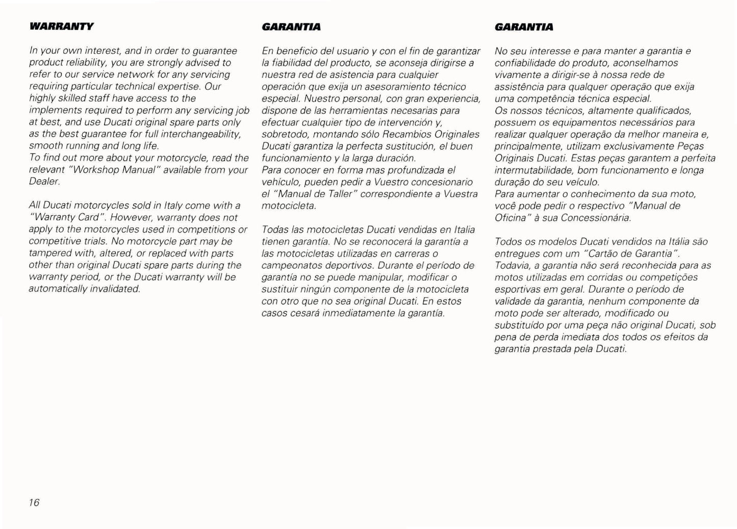 1998 Ducati 916/748 Owner's Manual | English