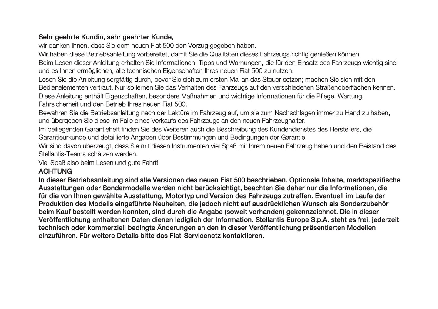 2025 Fiat 500e Owner's Manual | German