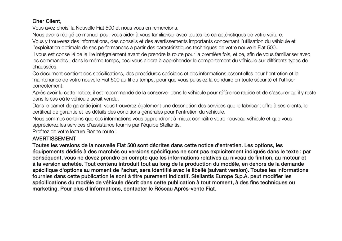 2026 Fiat 500 Owner's Manual | French