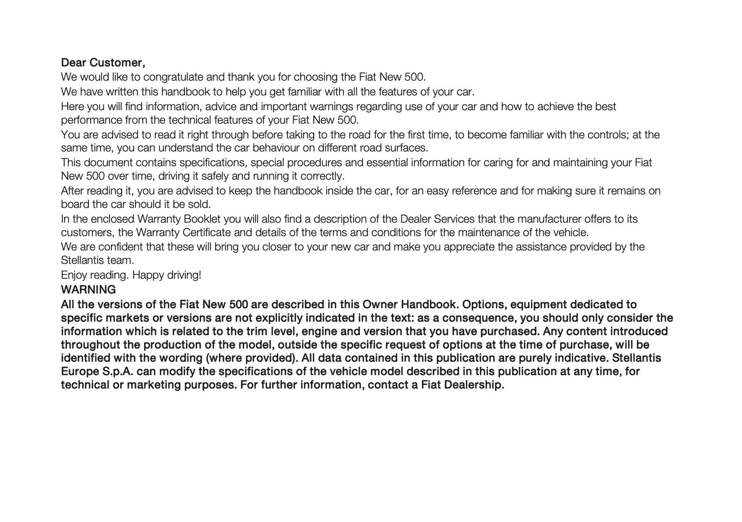 2026 Fiat 500 Owner's Manual | English