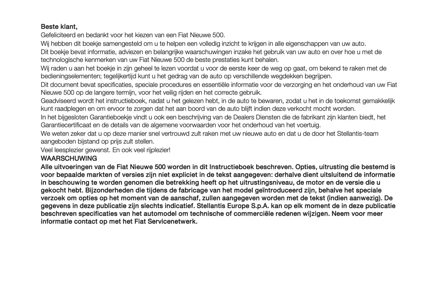 2025 Fiat 500e Gebruikershandleiding | Nederlands