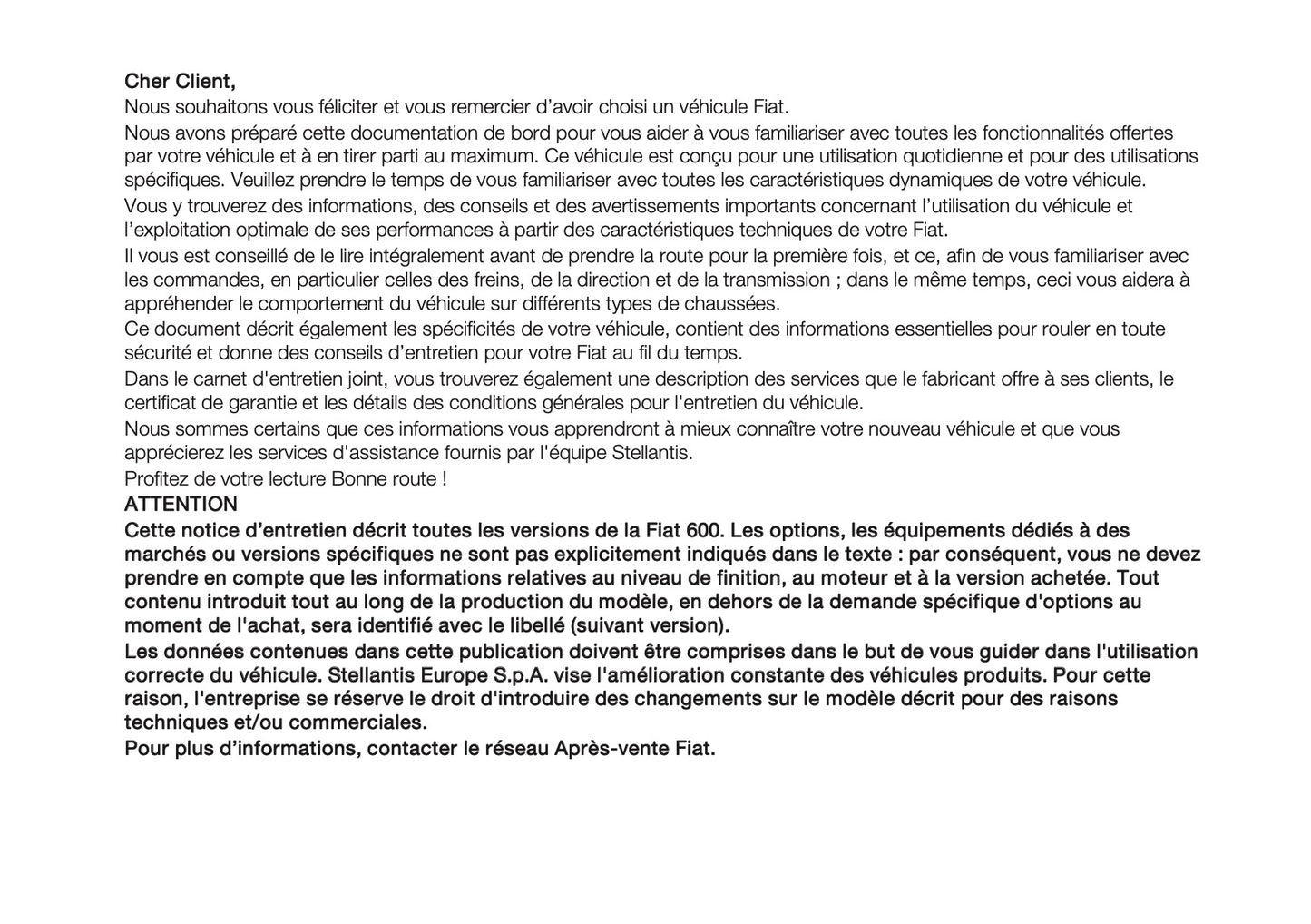 2026 Fiat 600 Owner's Manual | French