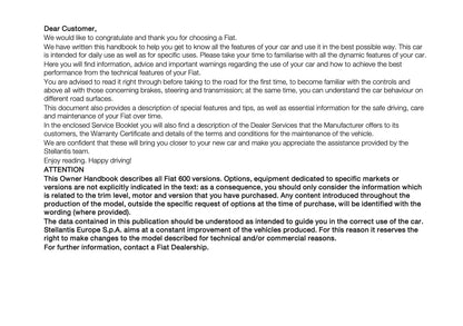 2026 Fiat 600 Owner's Manual | English