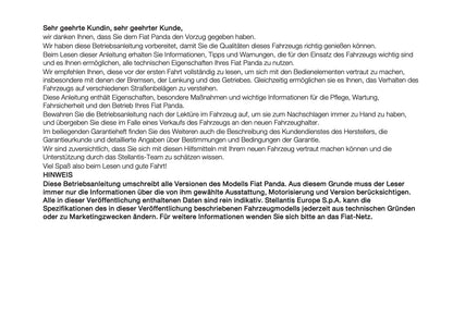 2026 Fiat Panda/Pandina Owner's Manual | German