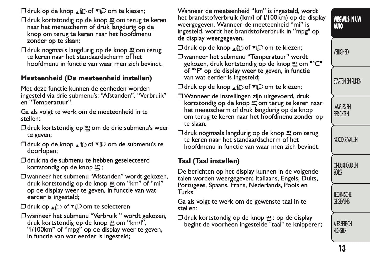 2013 Fiat Panda Owner's Manual | Dutch