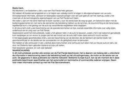2026 Fiat Panda/Pandina Owner's Manual | Dutch