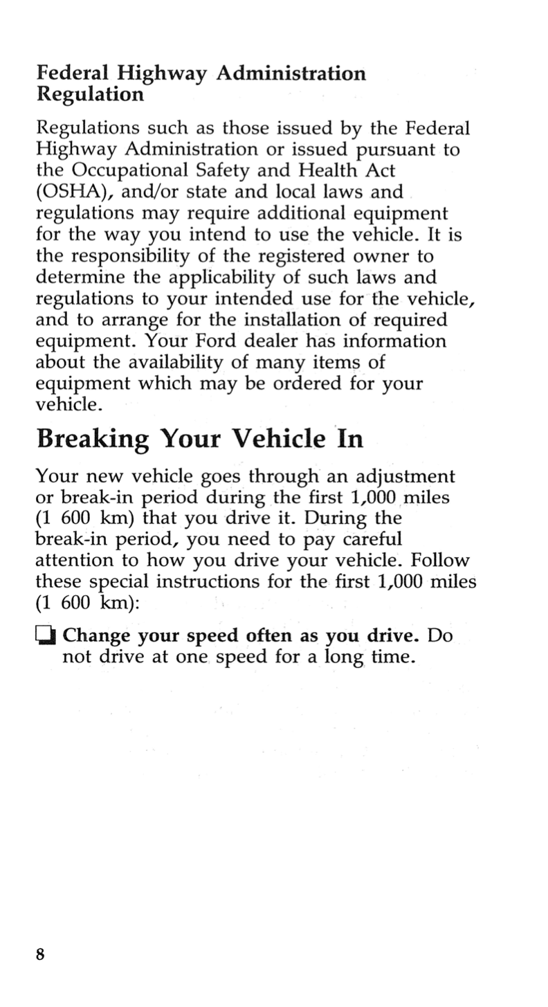 1993 Ford Bronco Owner's Manual | English