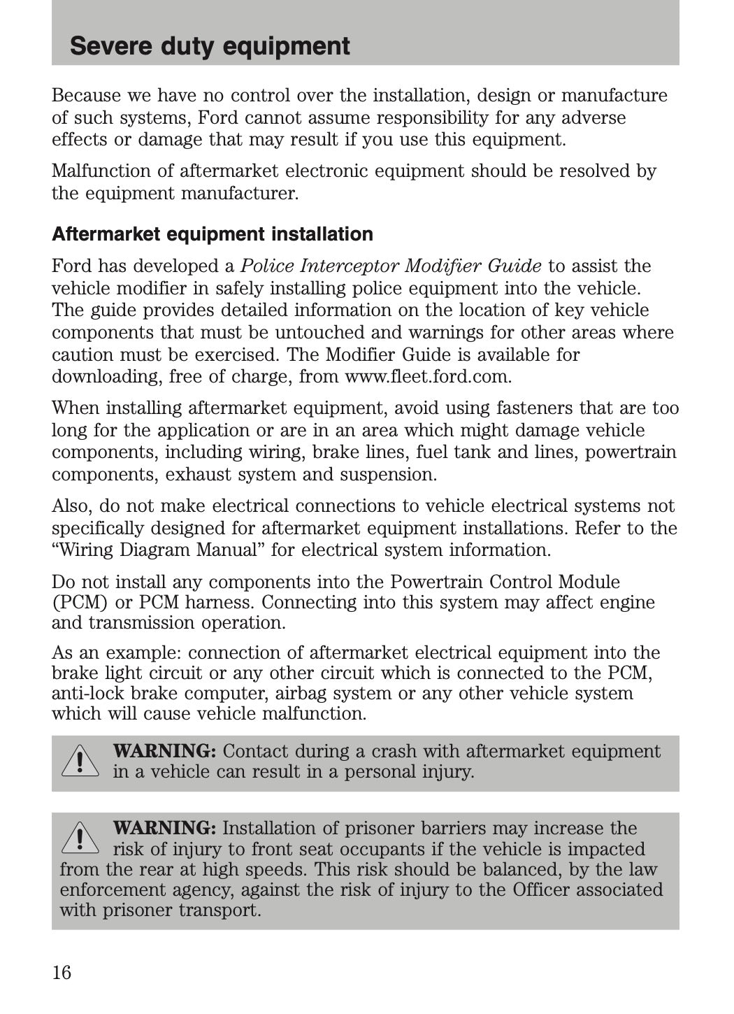 2009-2011 Ford Crown Victoria Police Fleet Supplement Manual | English US