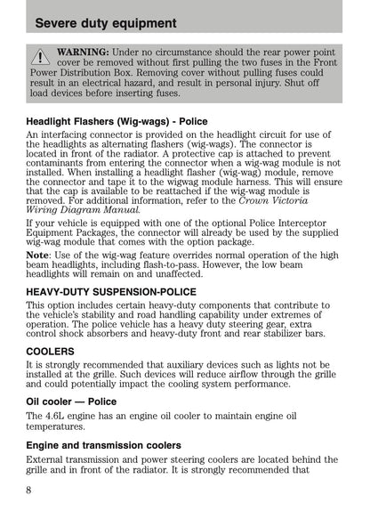 2009-2011 Ford Crown Victoria Police Fleet Supplement Manual | English US