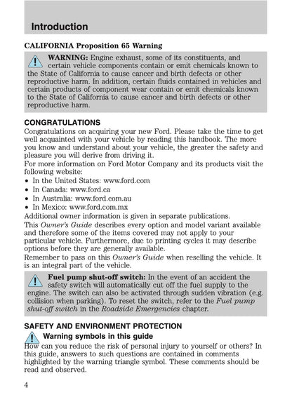 2005 Ford Excursion Owner's Manual | English US