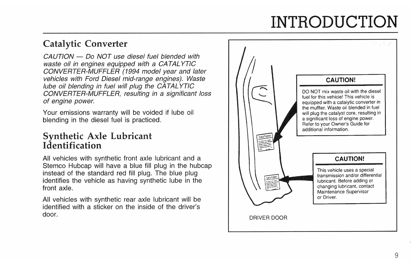 1996 Ford F&B Series Diesel Owner's Manual | English