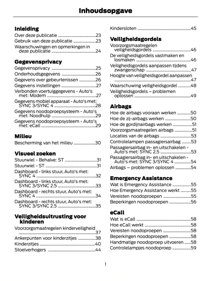 2023-2024 Ford Focus Owner's Manual | Dutch