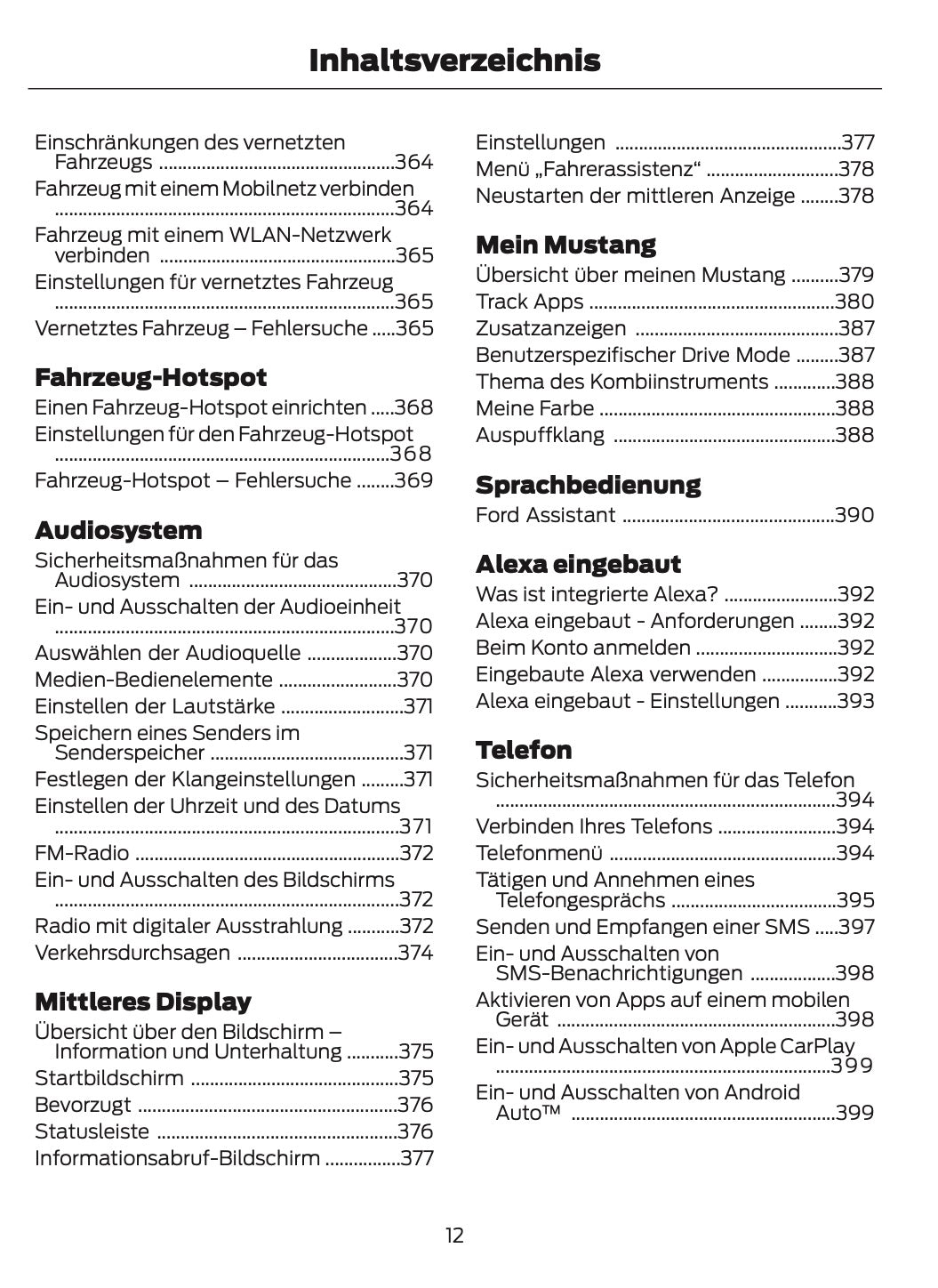 2024-2025 Ford Mustang Owner's Manual | German