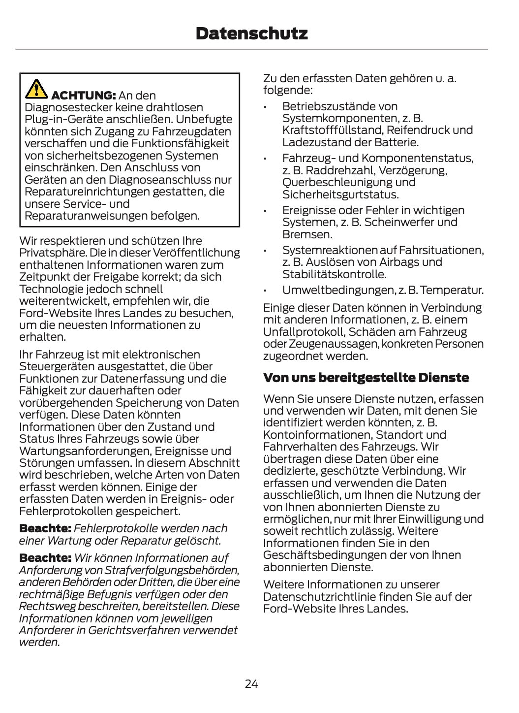 2024-2025 Ford Mustang Owner's Manual | German