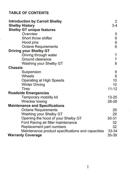 2006 Ford Shelby GT Owner's Manual Supplement | English