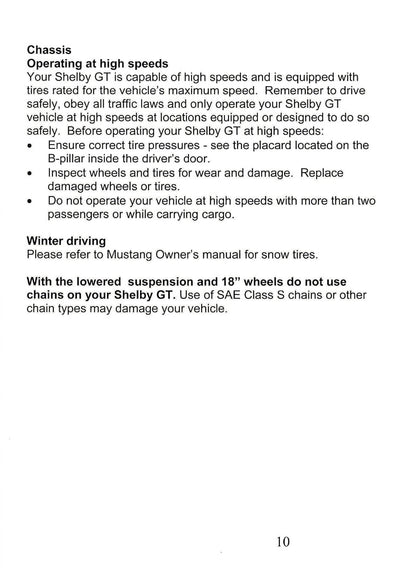 2006 Ford Shelby GT Owner's Manual Supplement | English