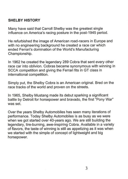 2006 Ford Shelby GT Owner's Manual Supplement | English