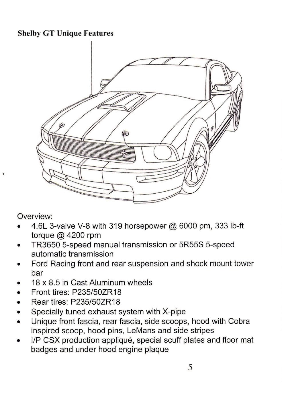 2006 Ford Shelby GT Owner's Manual Supplement | English