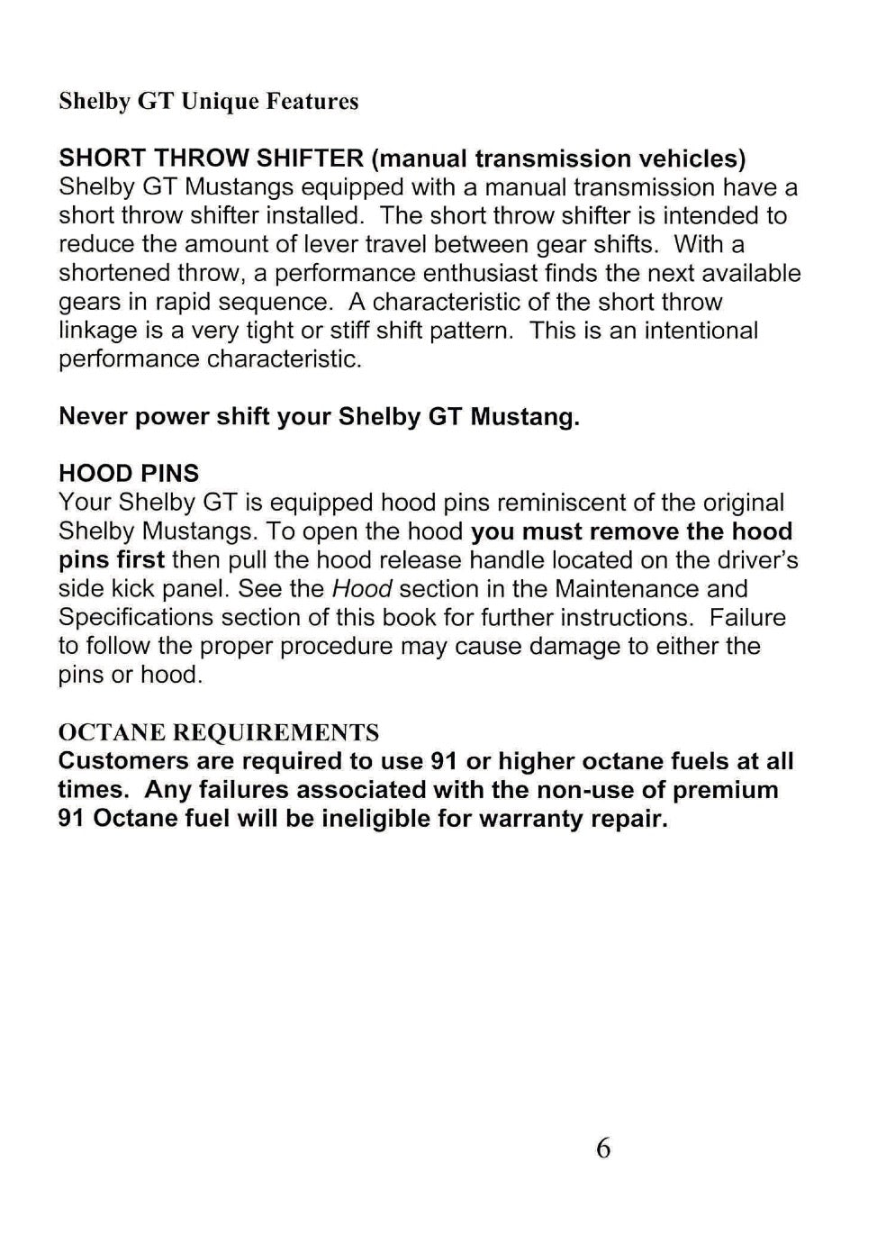 2006 Ford Shelby GT Owner's Manual Supplement | English