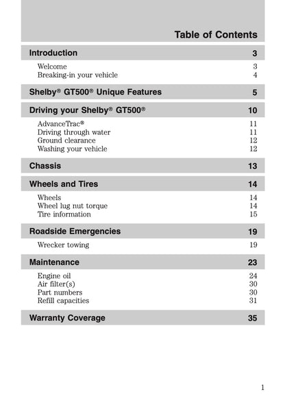 2012 Ford Shelby GT500 Supplement Manual | English