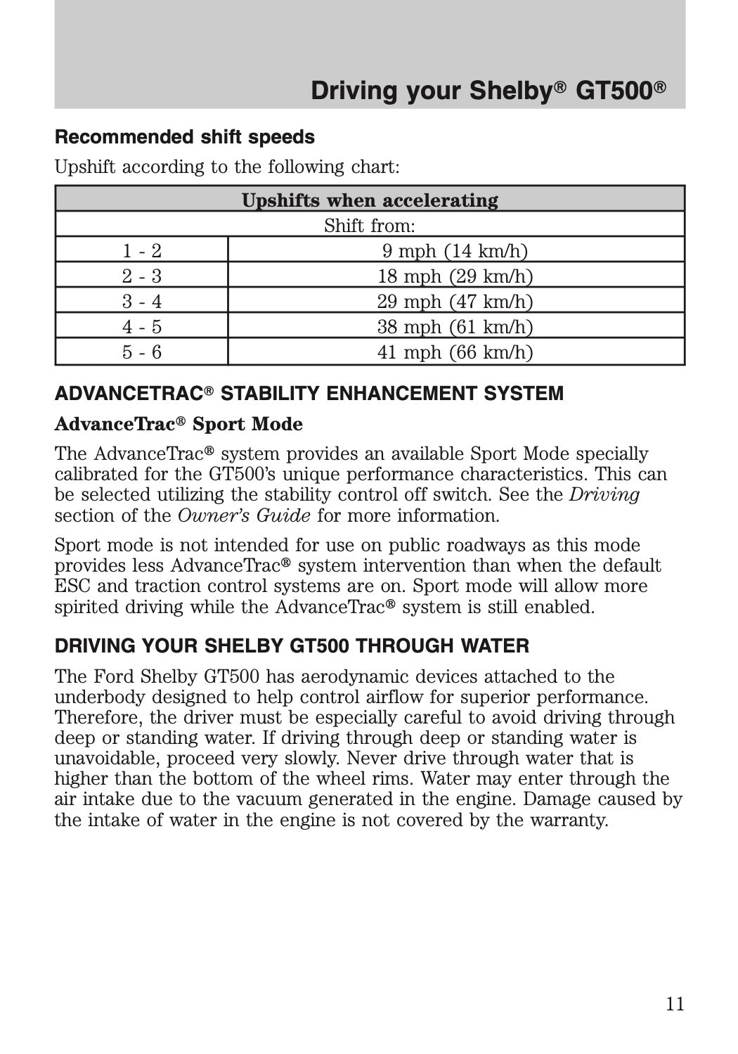 2012 Ford Shelby GT500 Supplement Manual | English