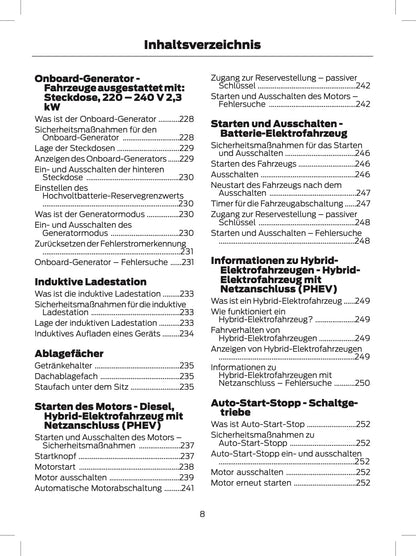 2024 Ford Tourneo Custom/Transit Custom Owner's Manual | German